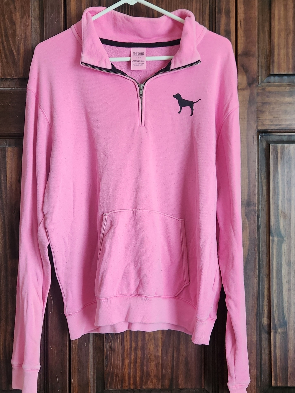 PINK Victoria's Secret Light Pink Quarter-Zip Pullover with Dog Logo